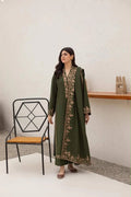Olive Grace — Olive Green Embroidered 3-Piece Suit