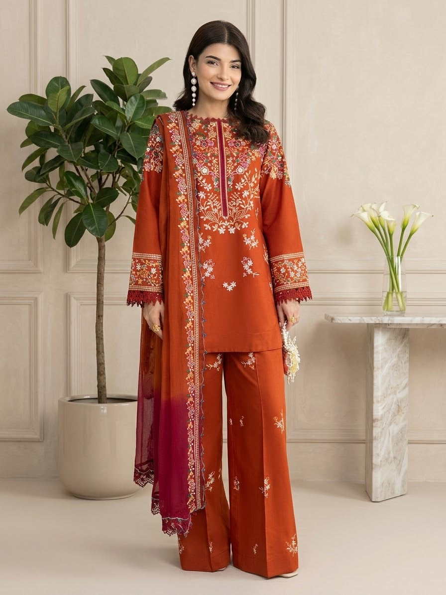 Premium Dhanak 3-Piece Suit – Classic Seasonal Collection
