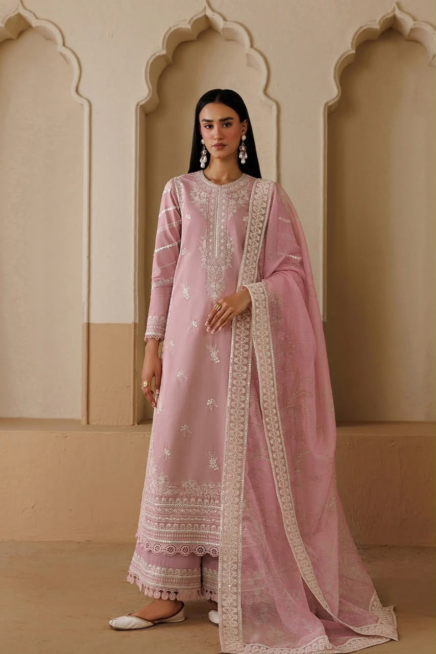 Elegant Pink Dhanak 3-Piece Suit – Premium Seasonal Collection