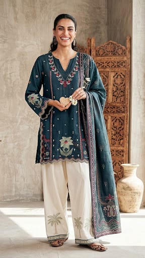 Premium Dhanak 3-Piece Suit – Elegant Traditional Collection