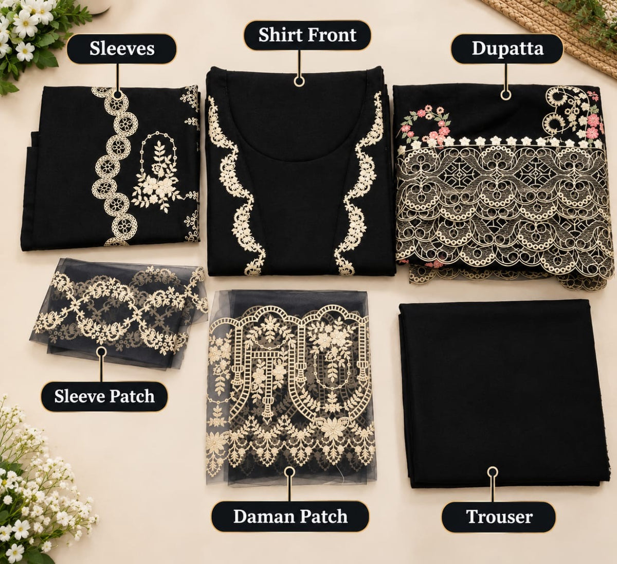 Black Elegance — Embroidered 3-Piece Suit