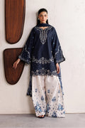 Midnight Grace — Navy Blue Embroidered 3-Piece Suit